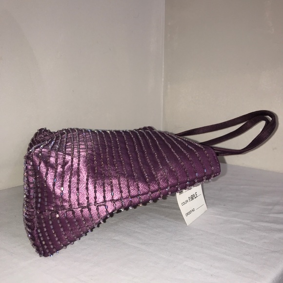 Amethyst Purple Iridescent Shimmery Beaded Handbag - Picture 2 of 9